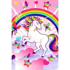 131171A5 Unicorn cu curcubeu si fluturi imagine comestibila din vafa 20X15cm